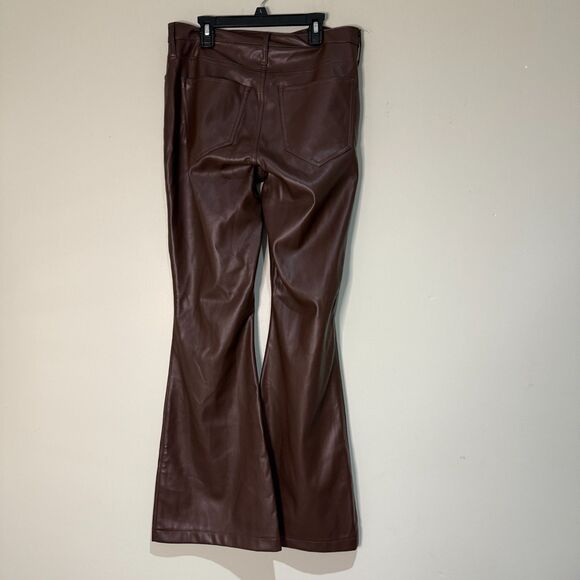 Hollister Women's Vegan Leather High Rise Flare Pants 11 Regular Brown Boho 70s - Picture 2 of 4